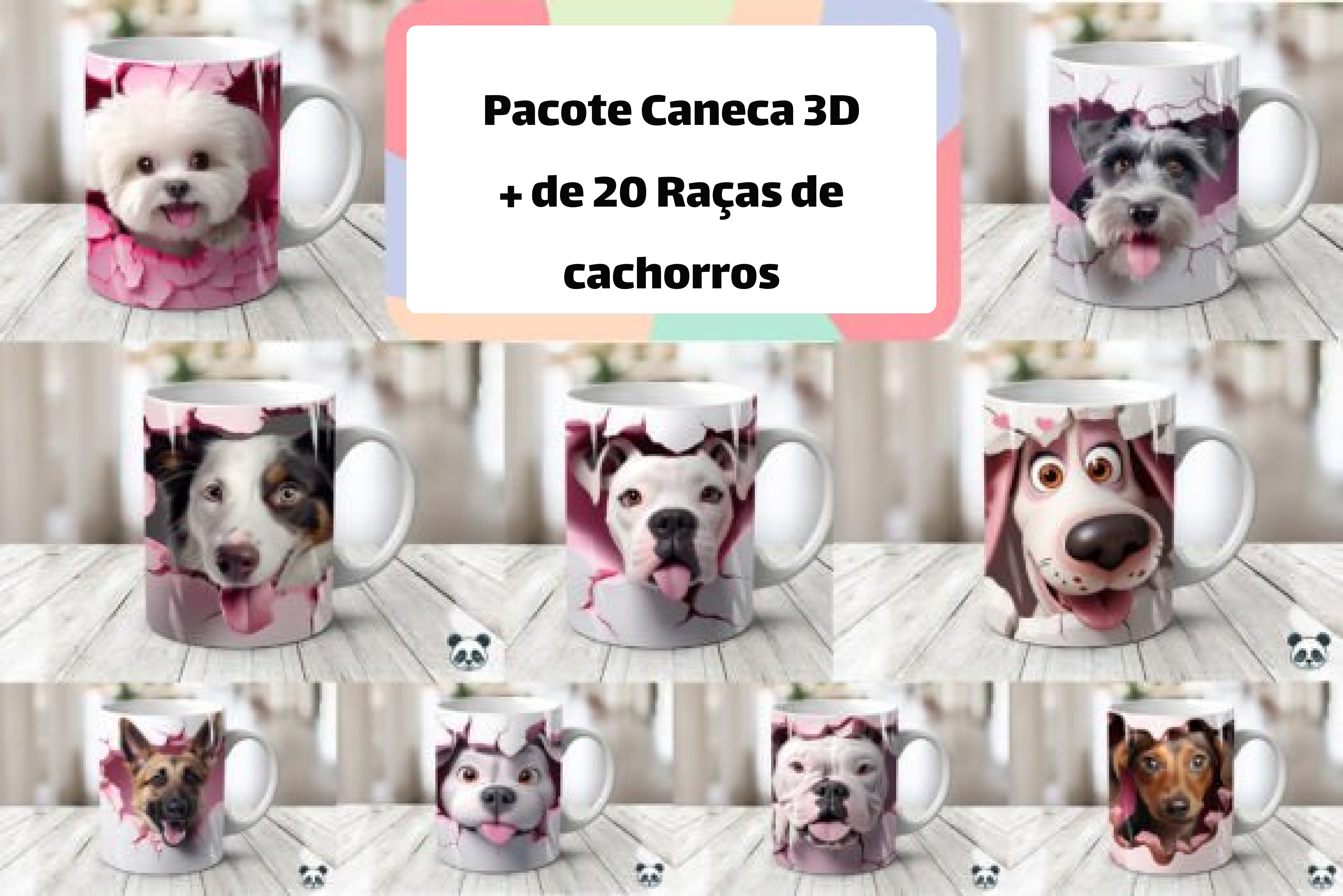 Pacote Caneca 3D com Cachorro